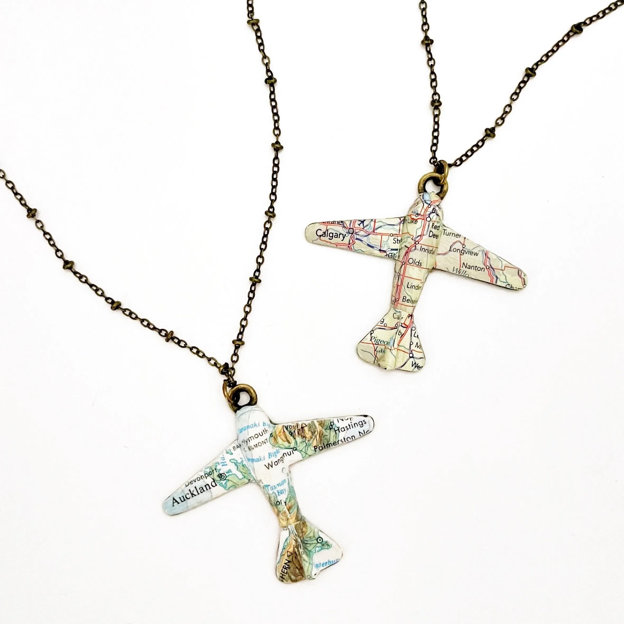 Custom Map Plane Necklaces