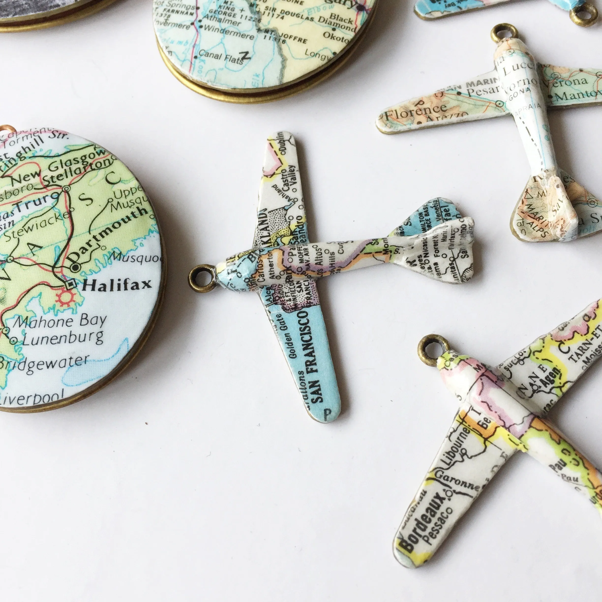 Custom Map Plane Necklaces