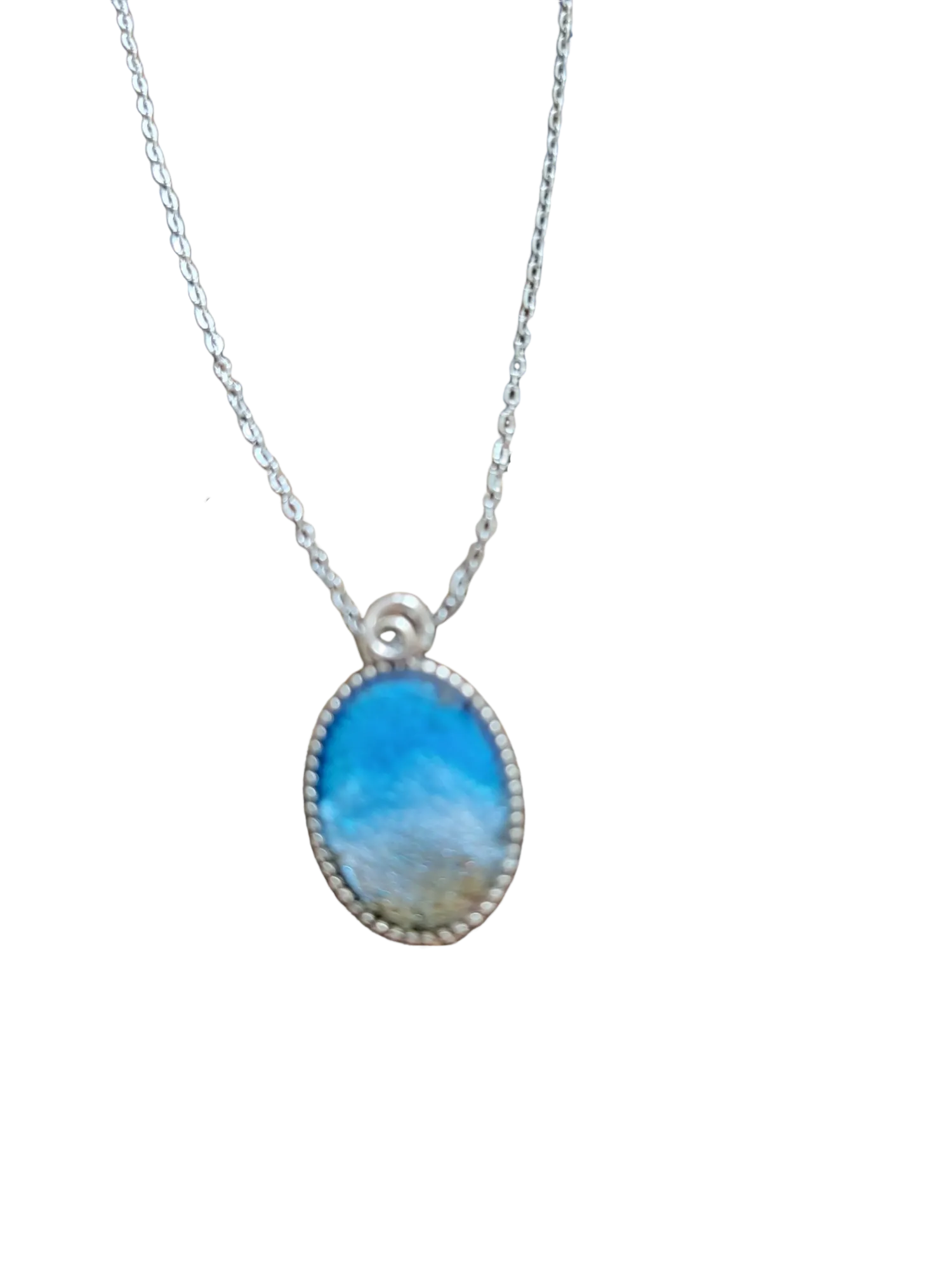 Dainty Beach Ocean Waves Oval Sand Pendant Necklaces