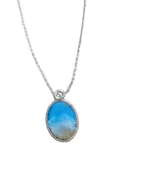 Dainty Beach Ocean Waves Oval Sand Pendant Necklaces