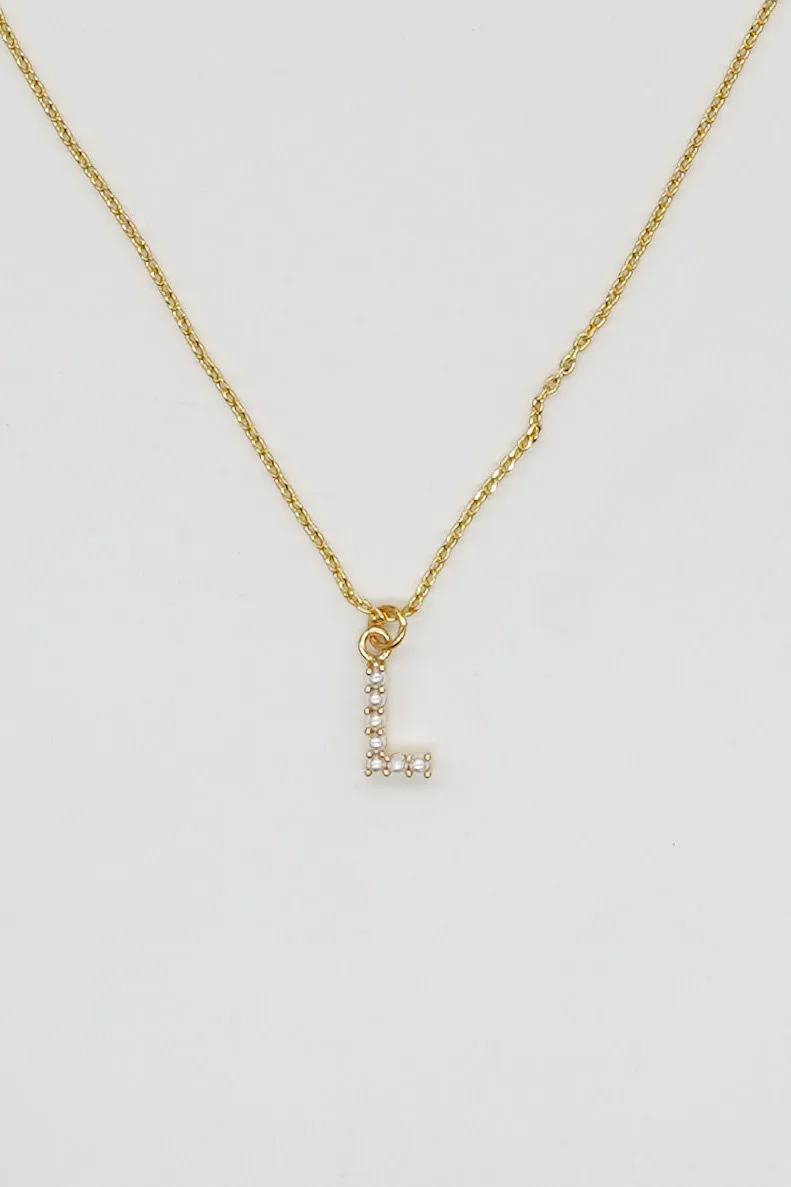 Dainty Love Pearl Initial Necklace