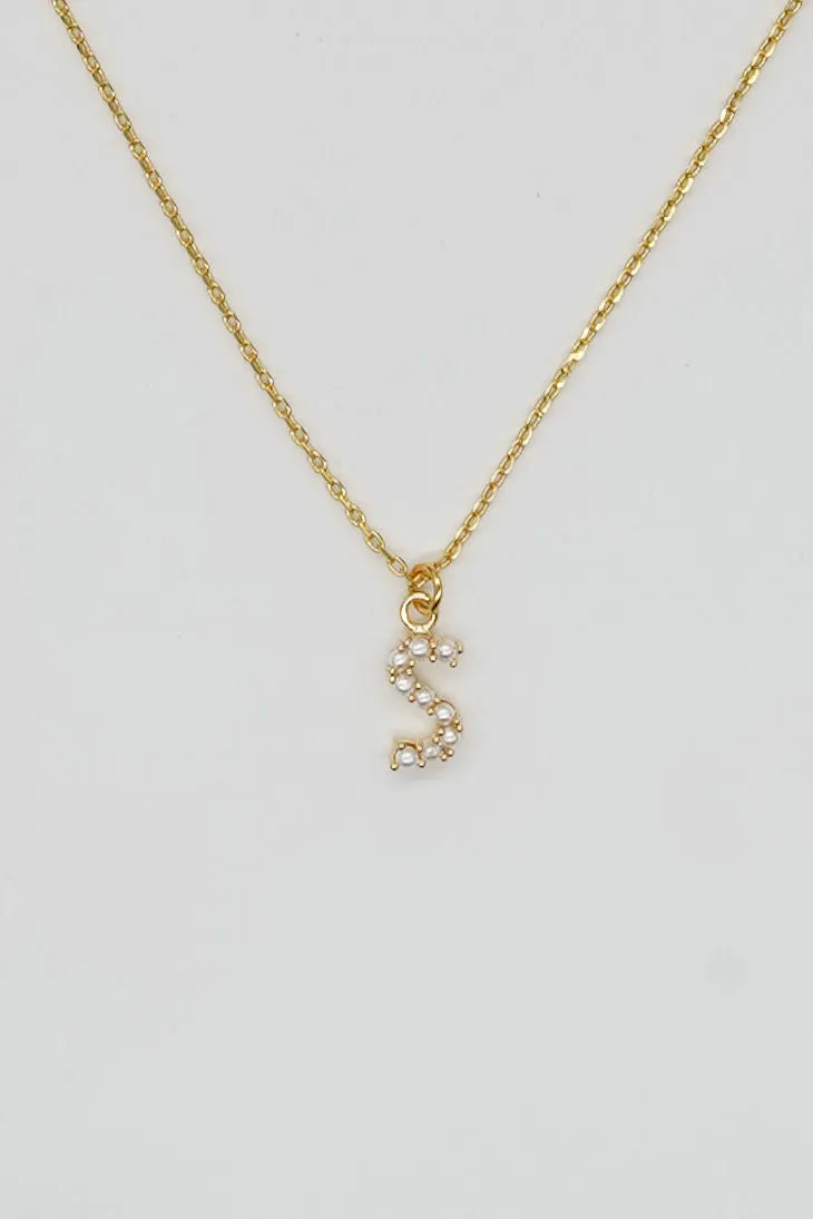 Dainty Love Pearl Initial Necklace