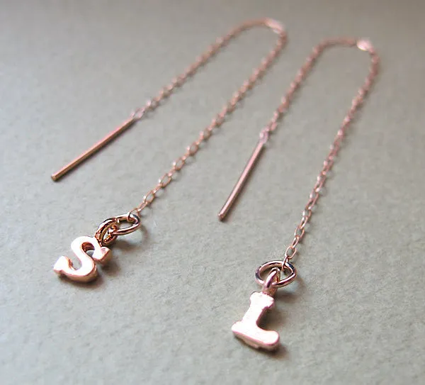 Dangle Chain Earrings with Initial Charms