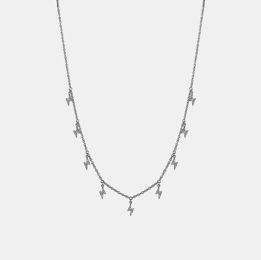 Dangling Diamond Lightning Bolts Necklace