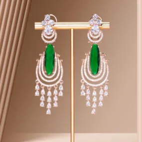 Demi Statement Earrings Emerald Green Rose Gold- Jaipur Rose Modern Luxury Designer Indian Jewelry