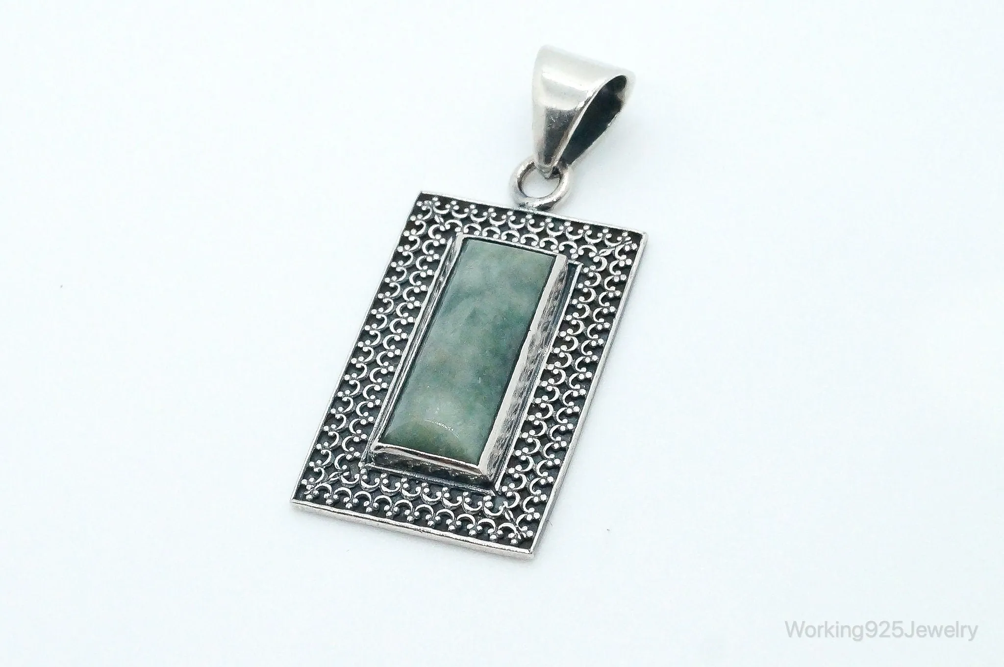 Designer Burmese Jadeite 950 Silver Pendant