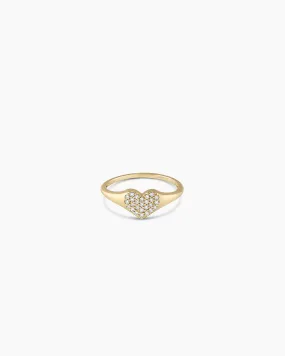 Diamond Heart Signet Ring