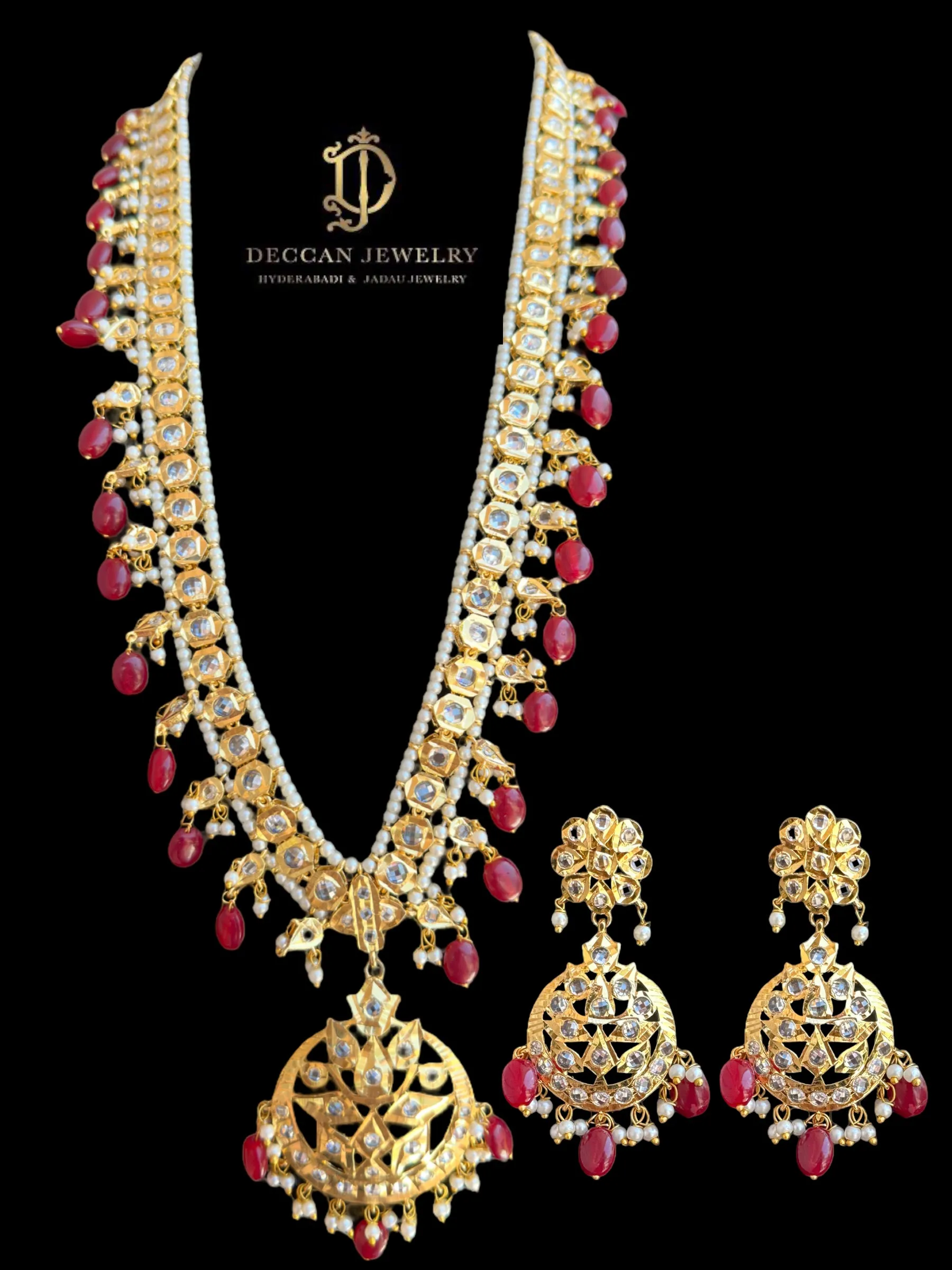 DLN8 Long barfi necklace with earrings ( SHIPS IN 4 WEEKS  )