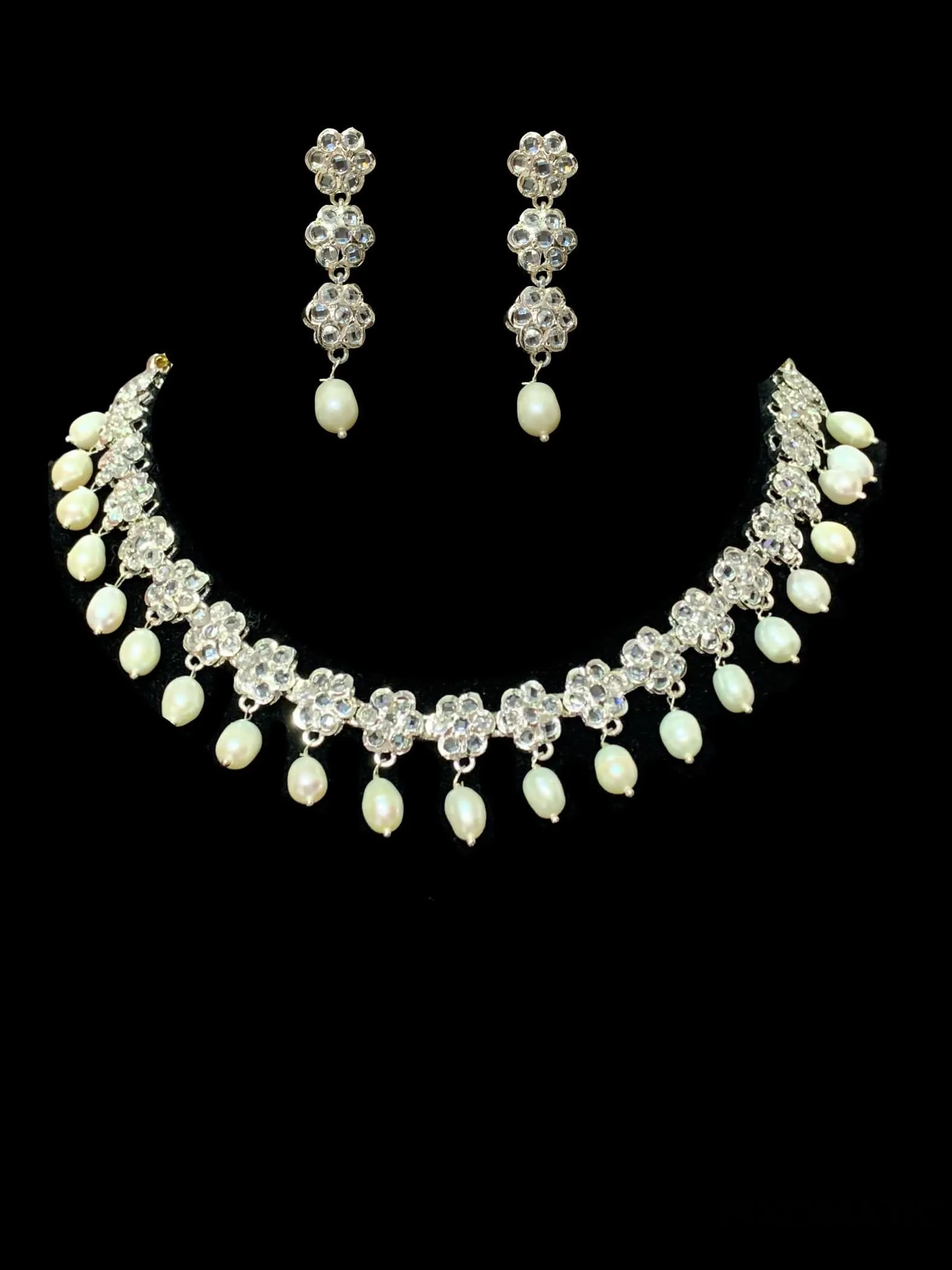 DNS61 Meenaz silver plated fresh water pearl necklace ( READY TO SHIP  ) (Copy)