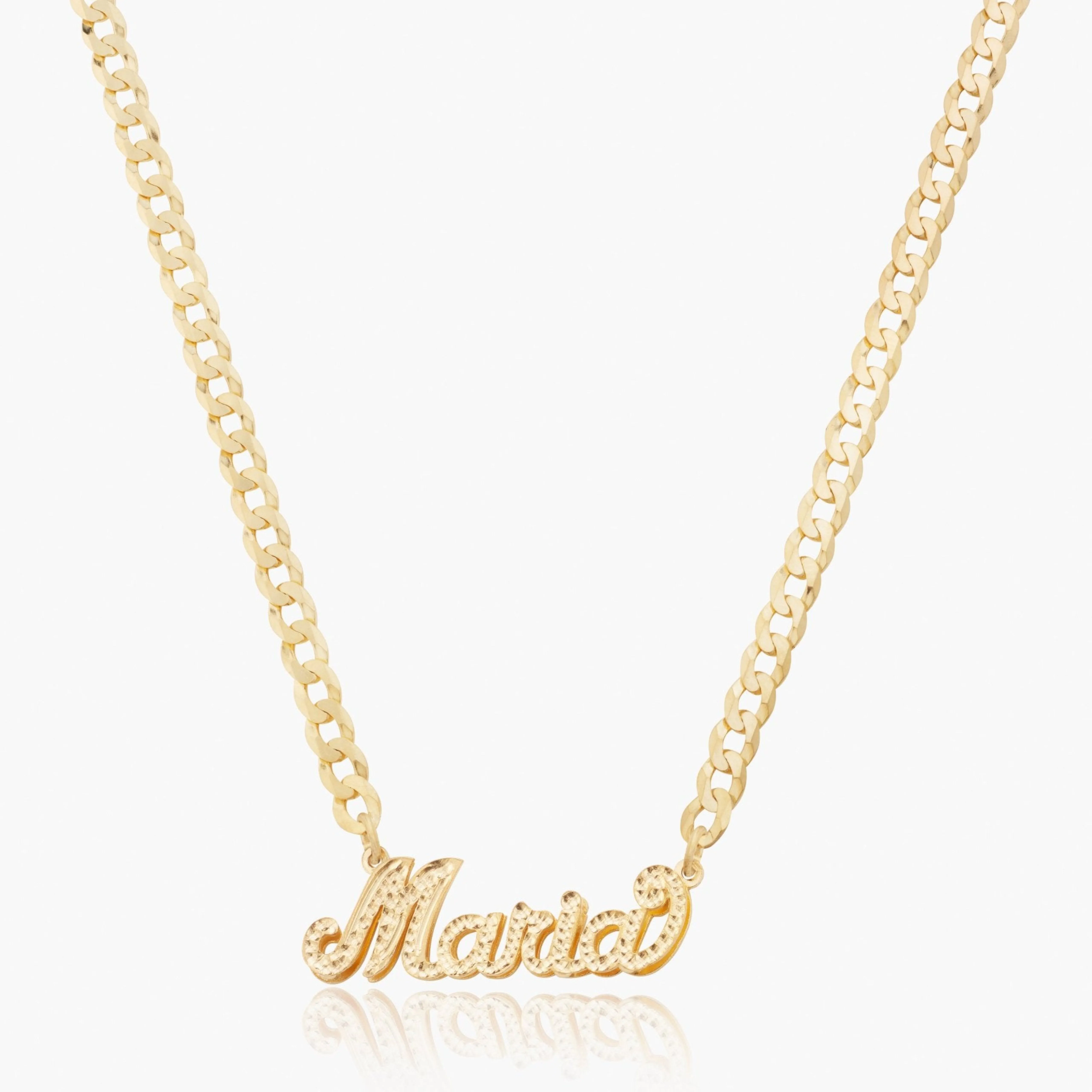 Double Plated Frosted Script Name Necklace