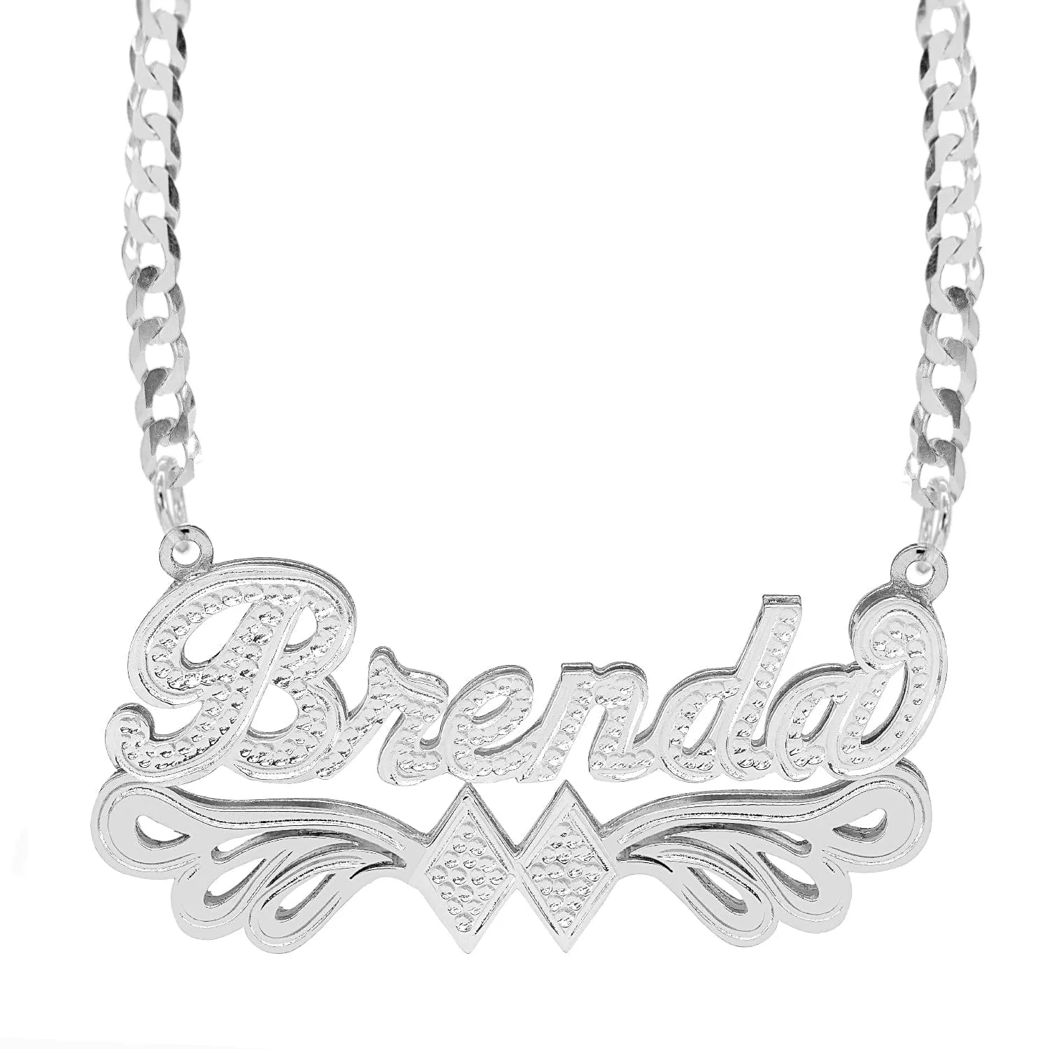 Double Plated Name Necklace Brenda with Cuban chain