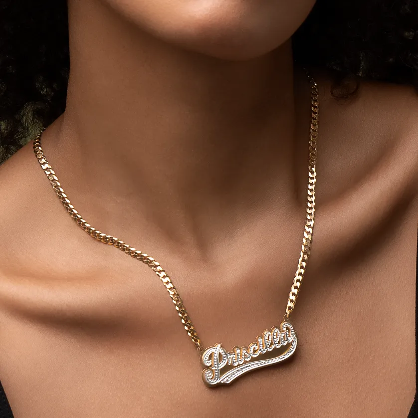 Double Plated Varsity Name Necklace