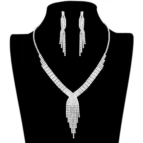 Dropped Rhinestone Necklace