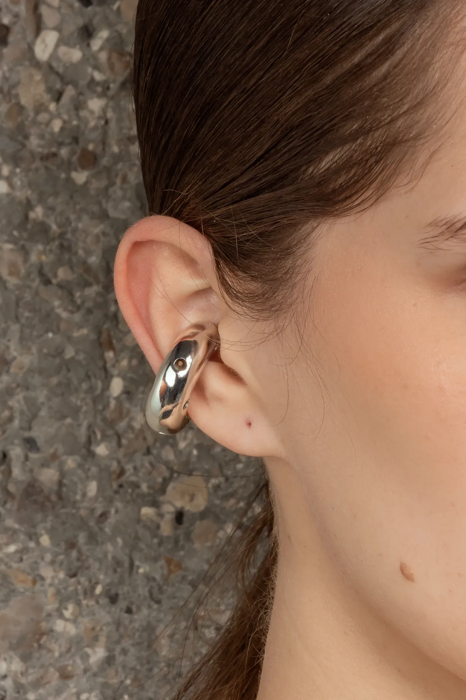 EAR CUFF MOON MEDIANO - PLATA