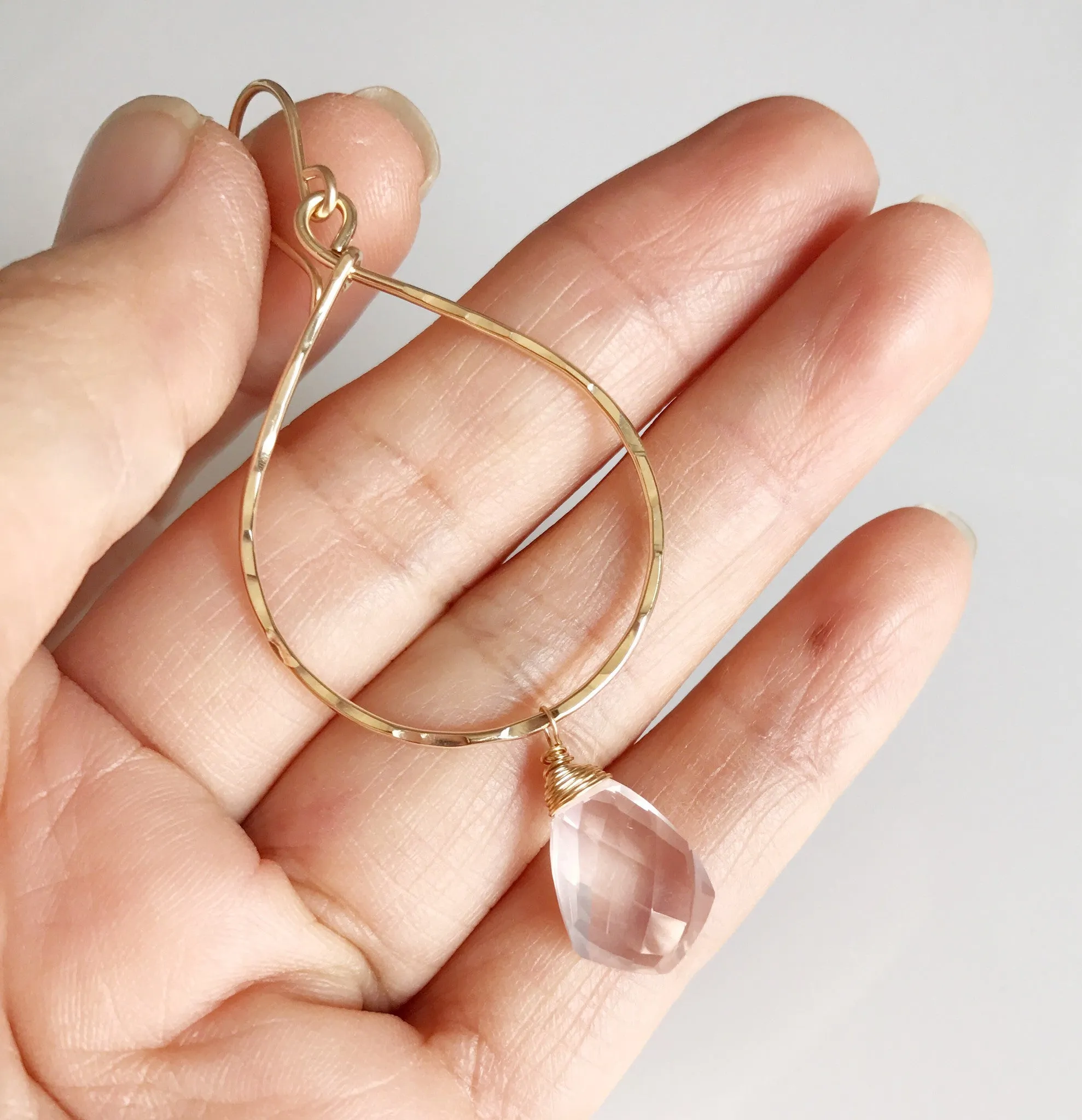 Earrings Nerida - rose quartz (E373)