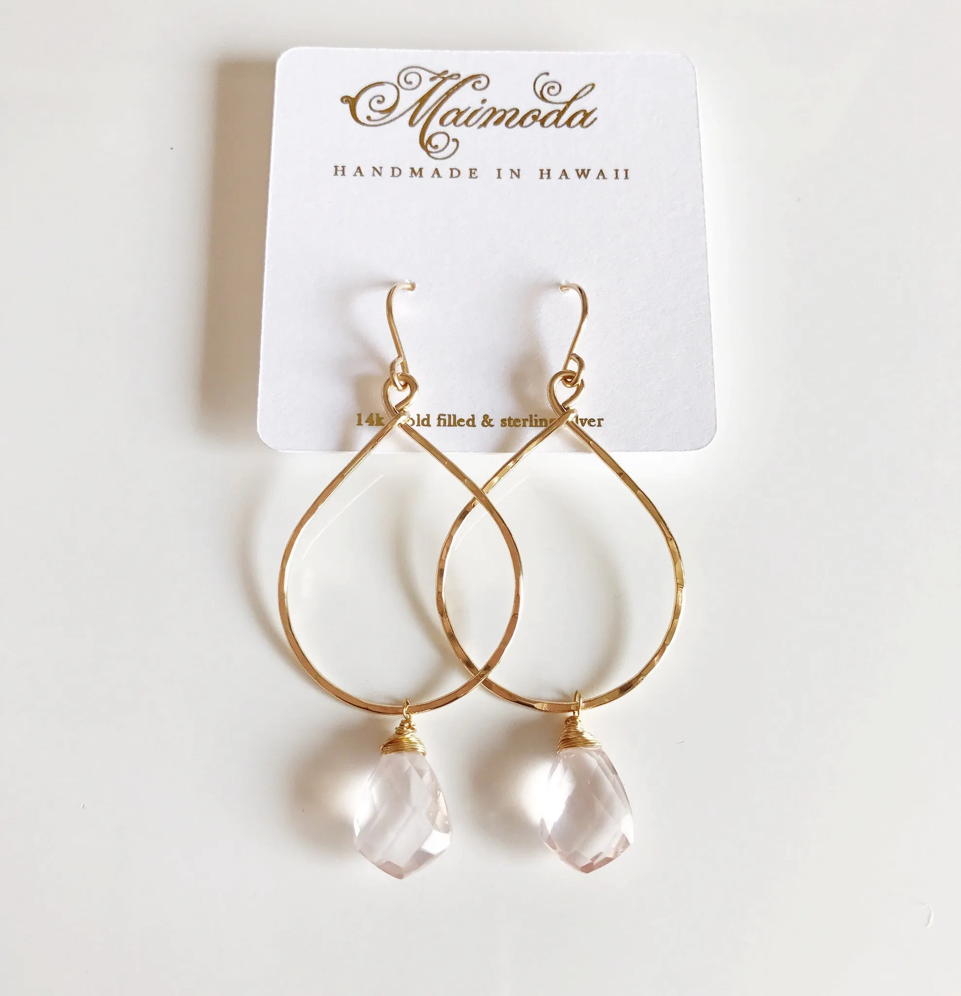 Earrings Nerida - rose quartz (E373)