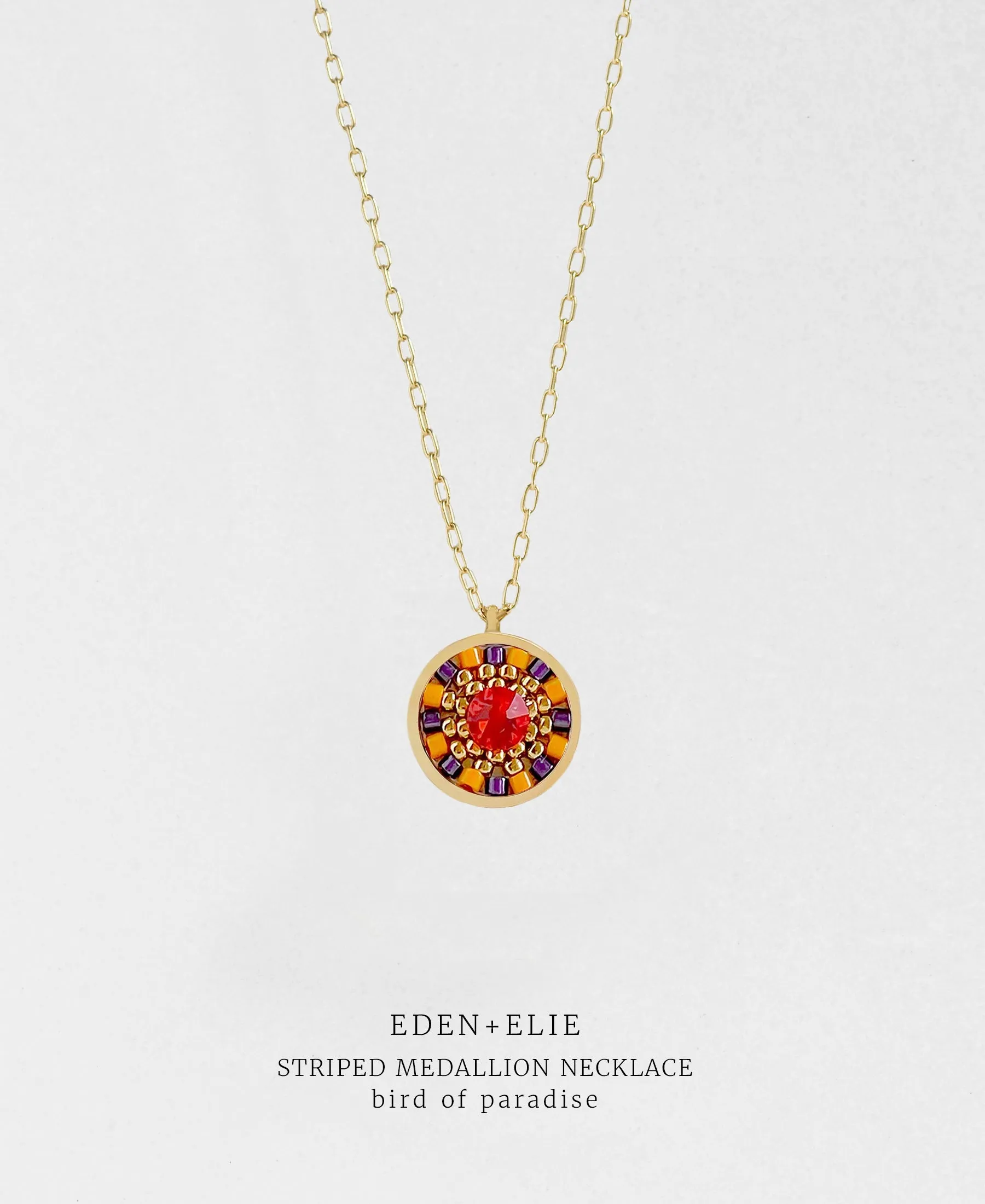 EDEN   ELIE Striped Medallion necklace - Bird of Paradise