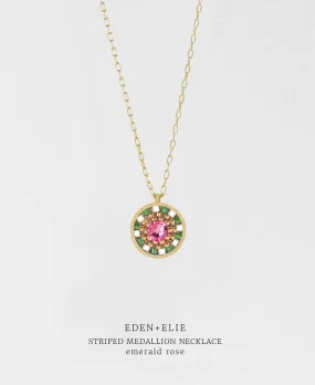 EDEN   ELIE Striped Medallion necklace - Emerald Rose