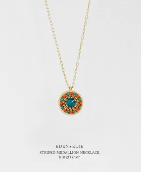 EDEN   ELIE Striped Medallion necklace - Kingfisher