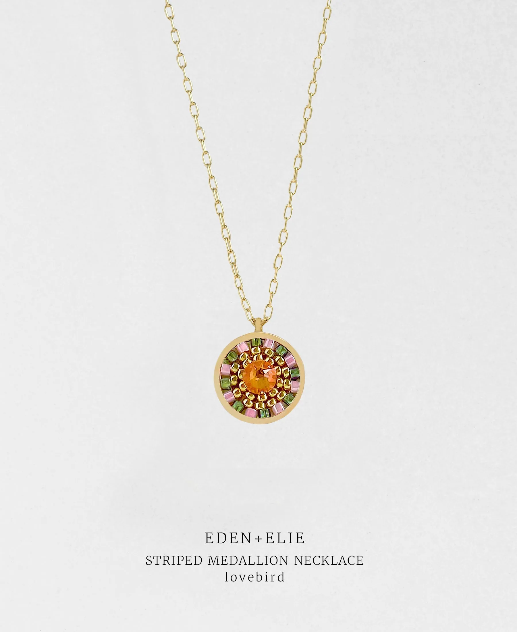 EDEN   ELIE Striped Medallion necklace - Lovebird