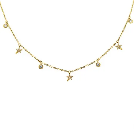 Edgy Star and Bezel Diamond Necklace