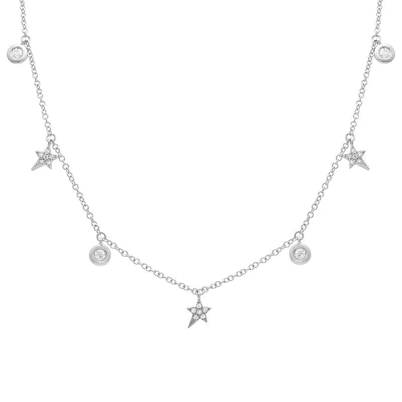 Edgy Star and Bezel Diamond Necklace