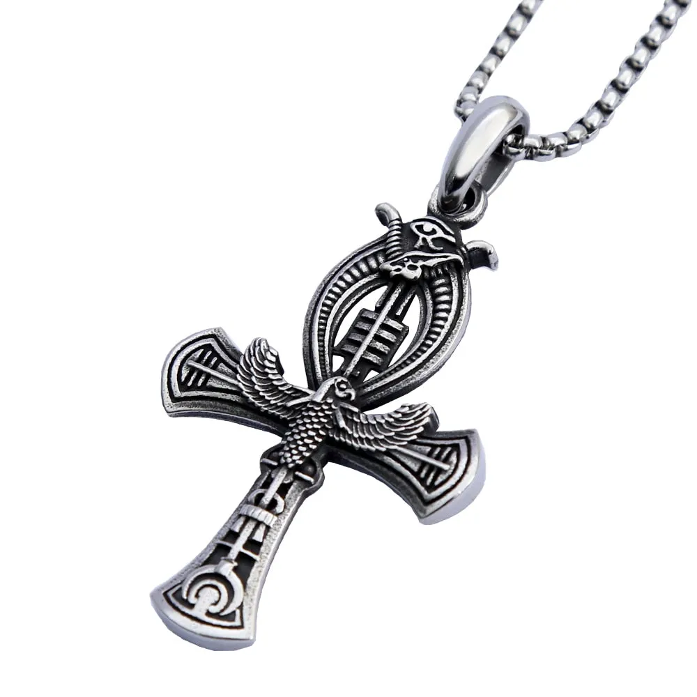 Egyptian Ankh Eagle Cross Gothic Pendant Necklace