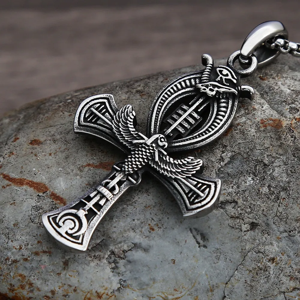 Egyptian Ankh Eagle Cross Gothic Pendant Necklace