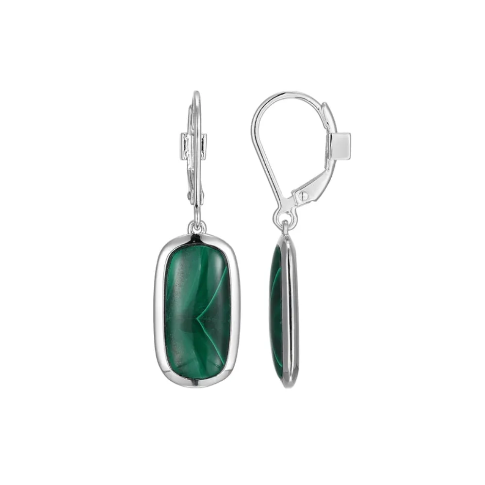 Elle Allure Sterling Silver Malachite Drop Earrings