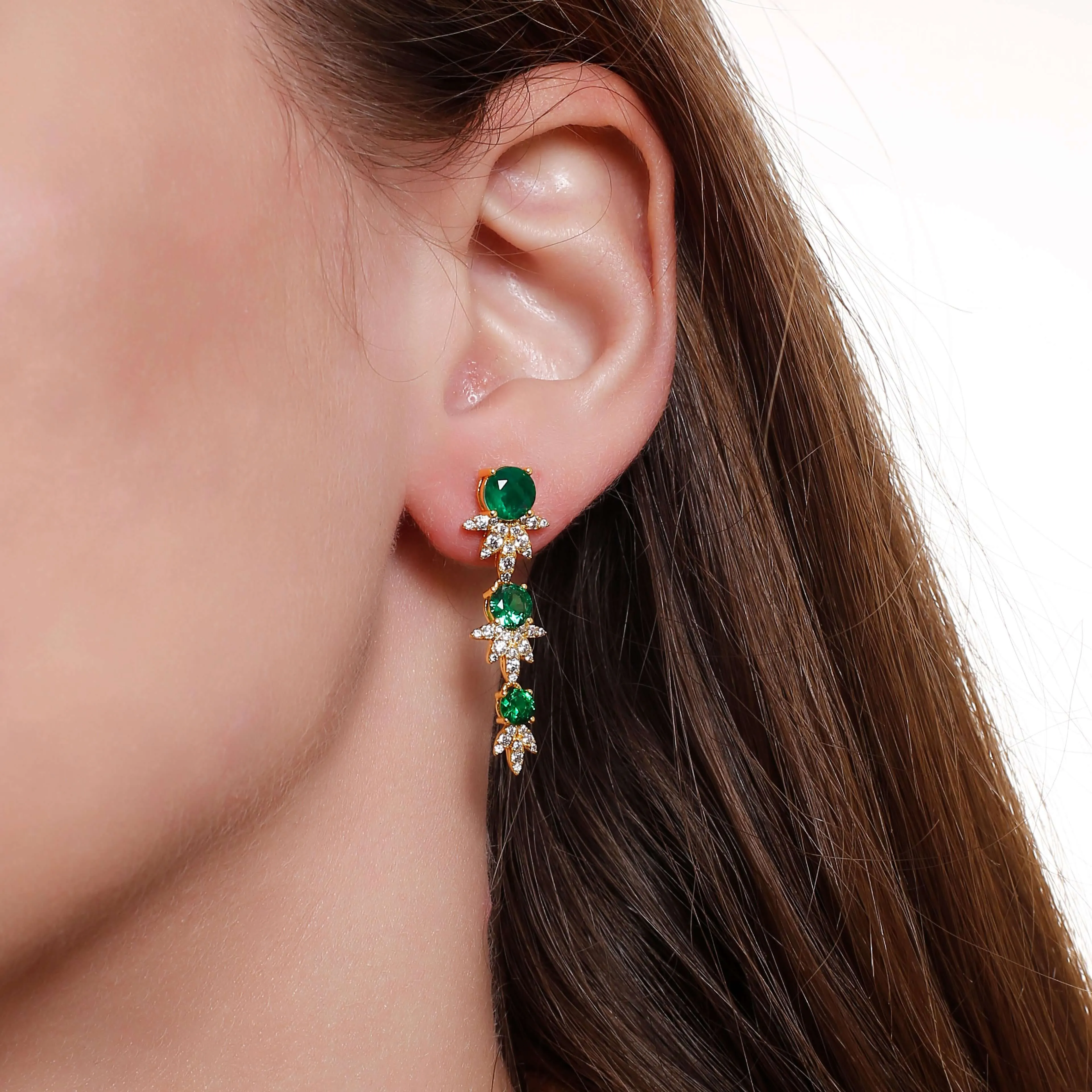 Emerald Cubic Zirconia Drop Earrings