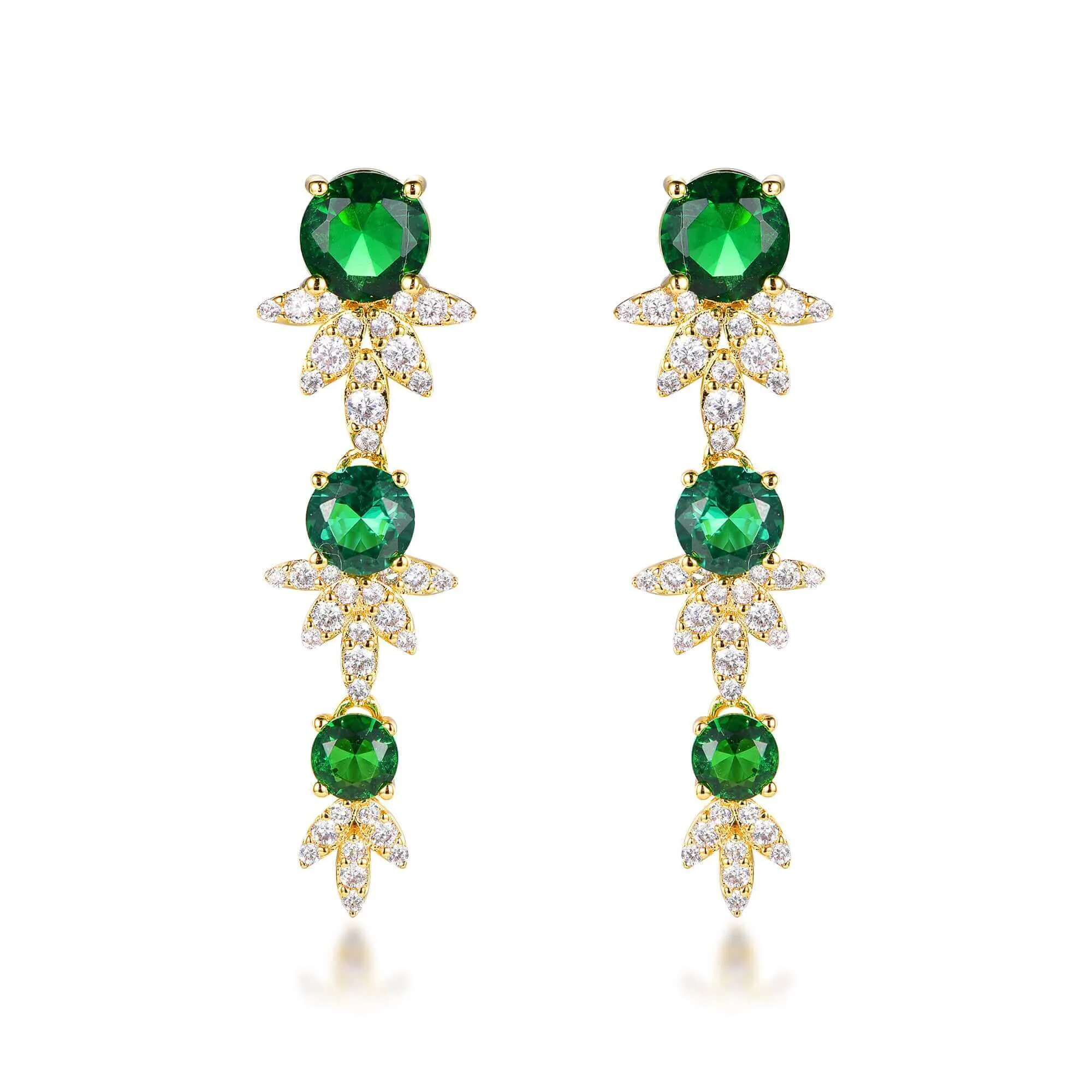 Emerald Cubic Zirconia Drop Earrings