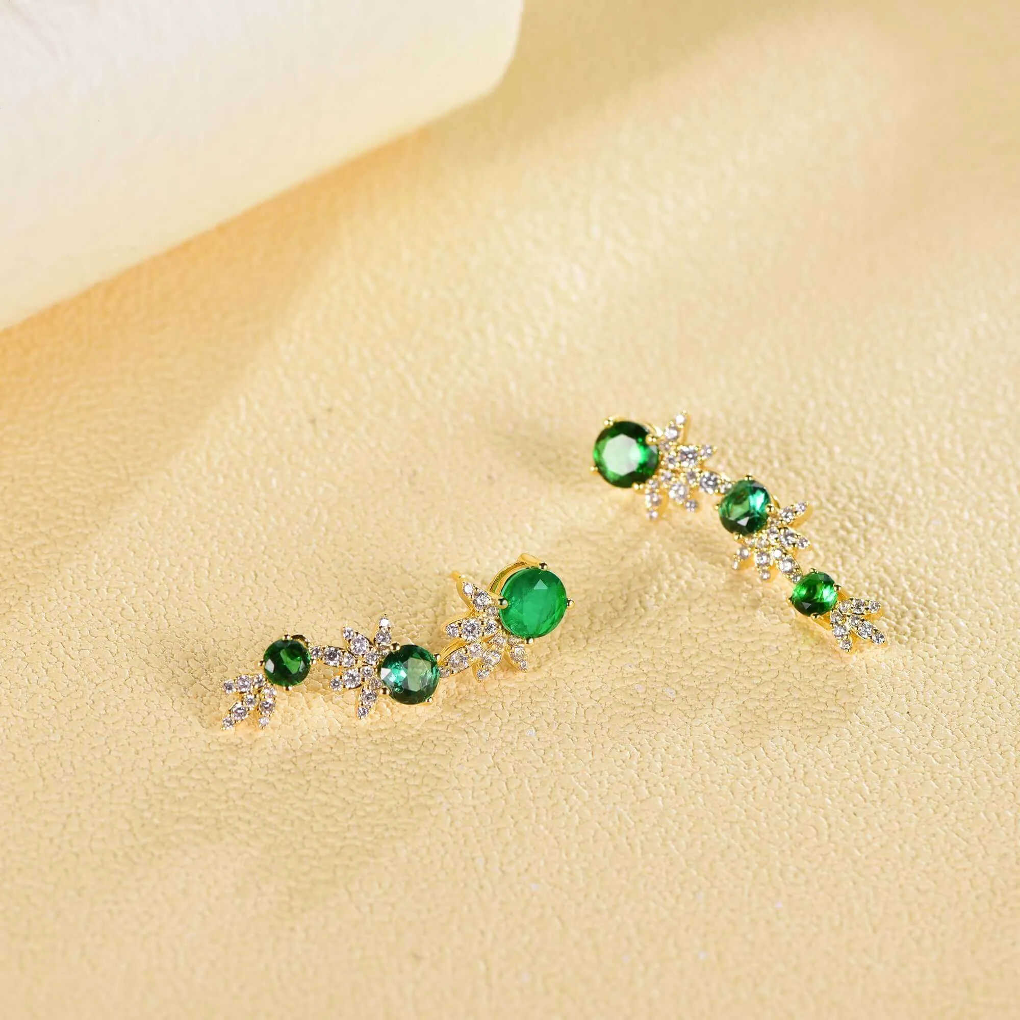 Emerald Cubic Zirconia Drop Earrings