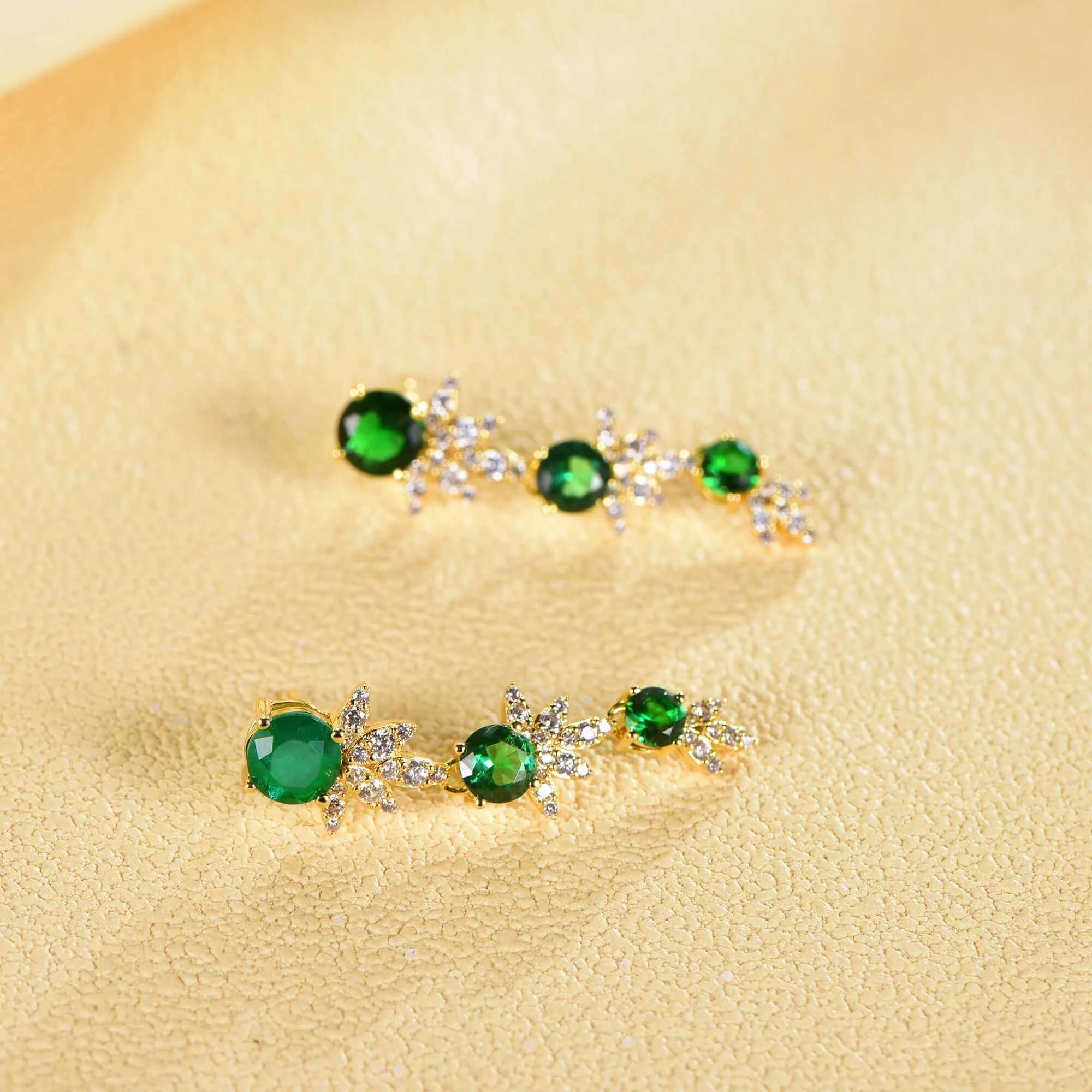 Emerald Cubic Zirconia Drop Earrings