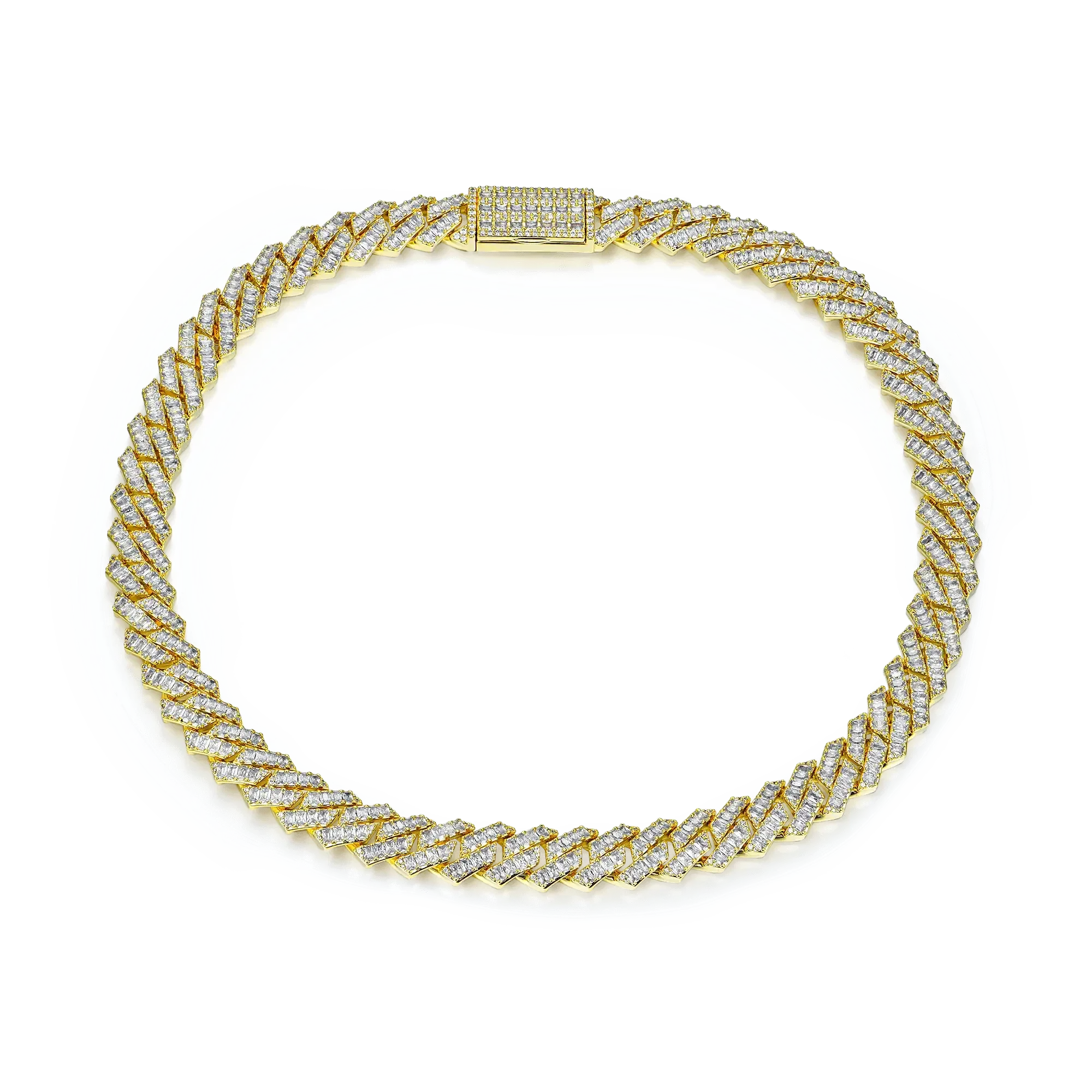 Emerald Cut Prong Cuban Link Chain - 12mm