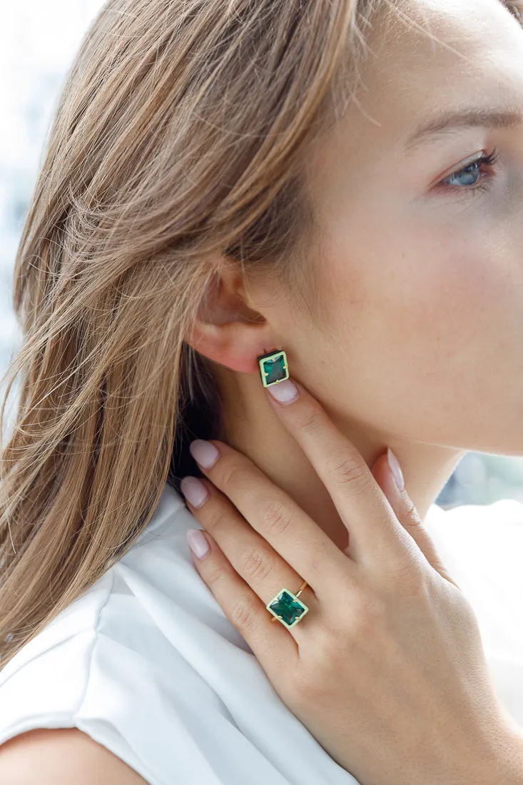 EMERALD ENAMEL RING