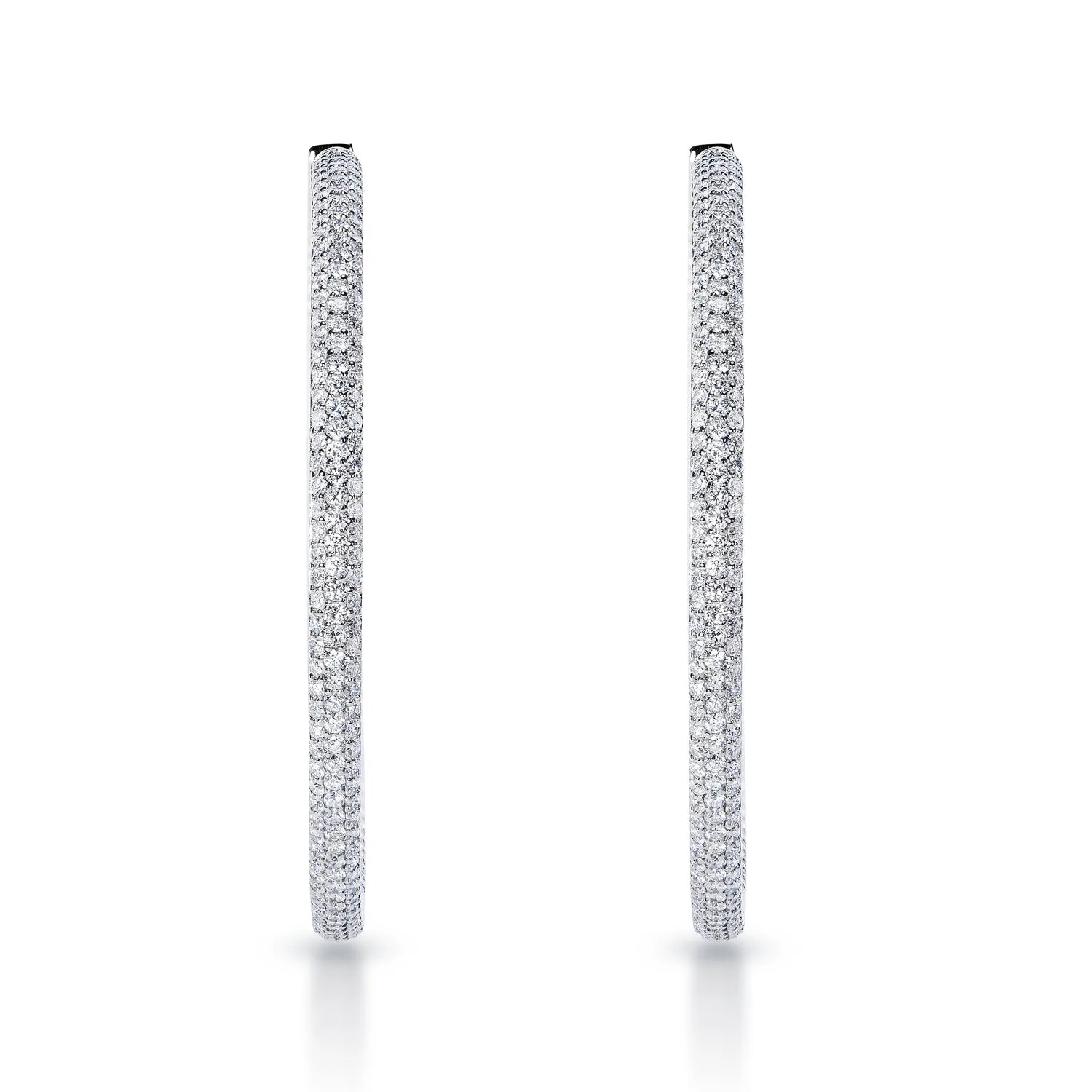 Emily 2 Inch Pave Diamond Hoops 6 Carat Diamond Earrings 14k White Gold