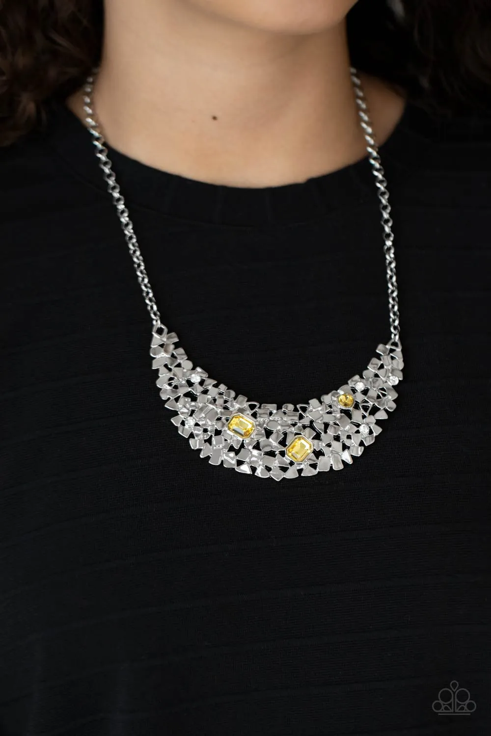 Fabulously Fragmented - Yellow Paparazzi Necklace