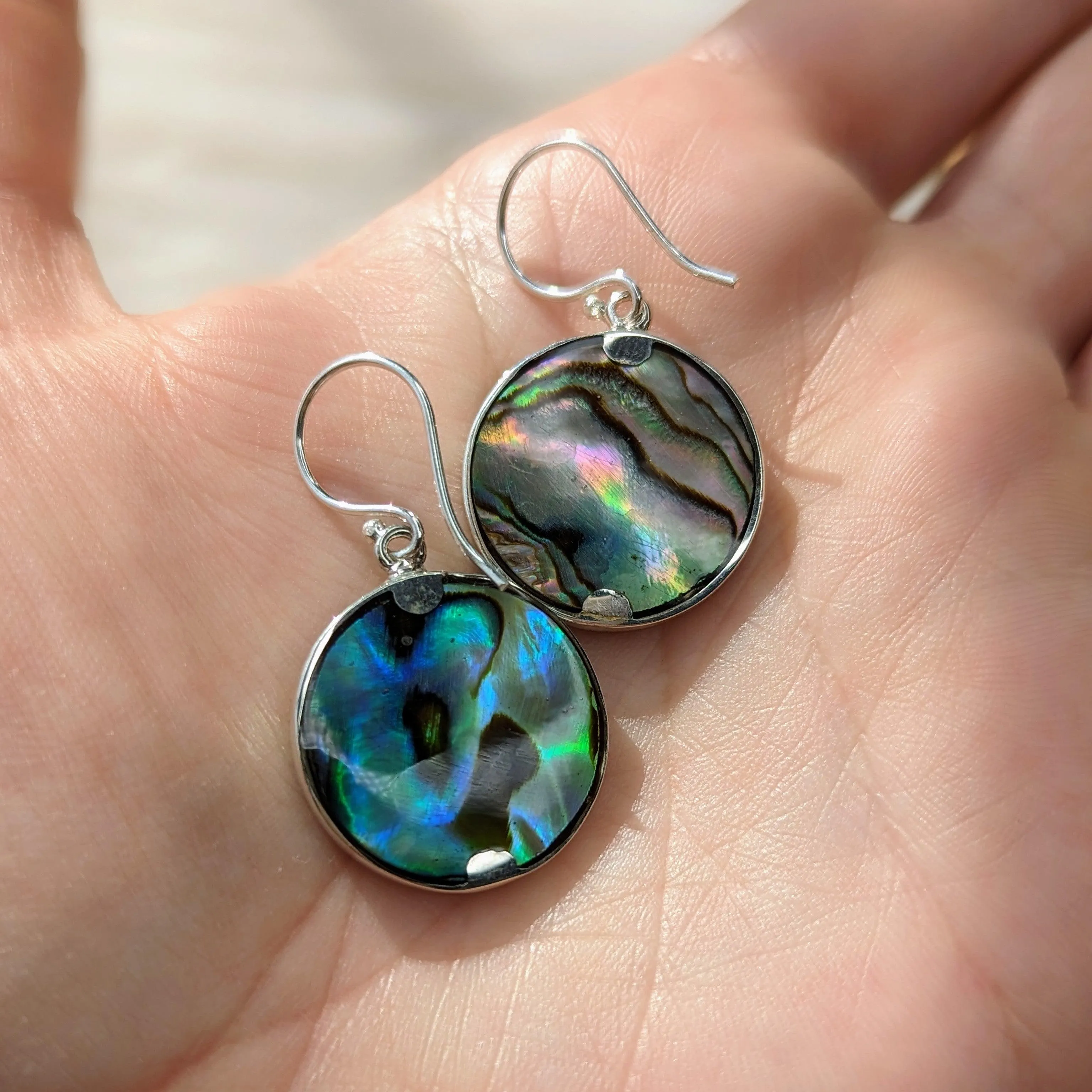 Fairy Earrings ~ Sterling Silver with Abalone~ Natural and Purple