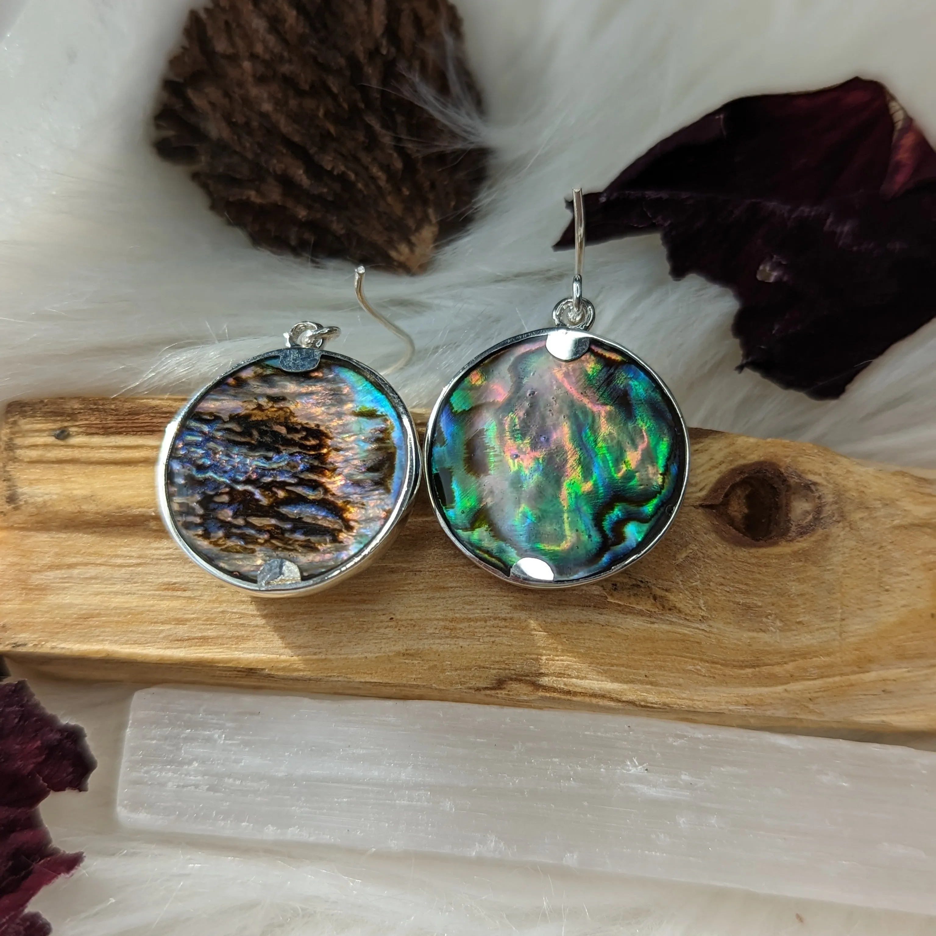 Fairy Earrings ~ Sterling Silver with Abalone~ Natural and Purple