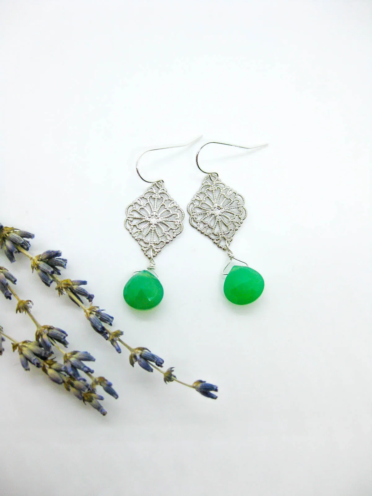 Fern: Chrysoprase Earrings - e683