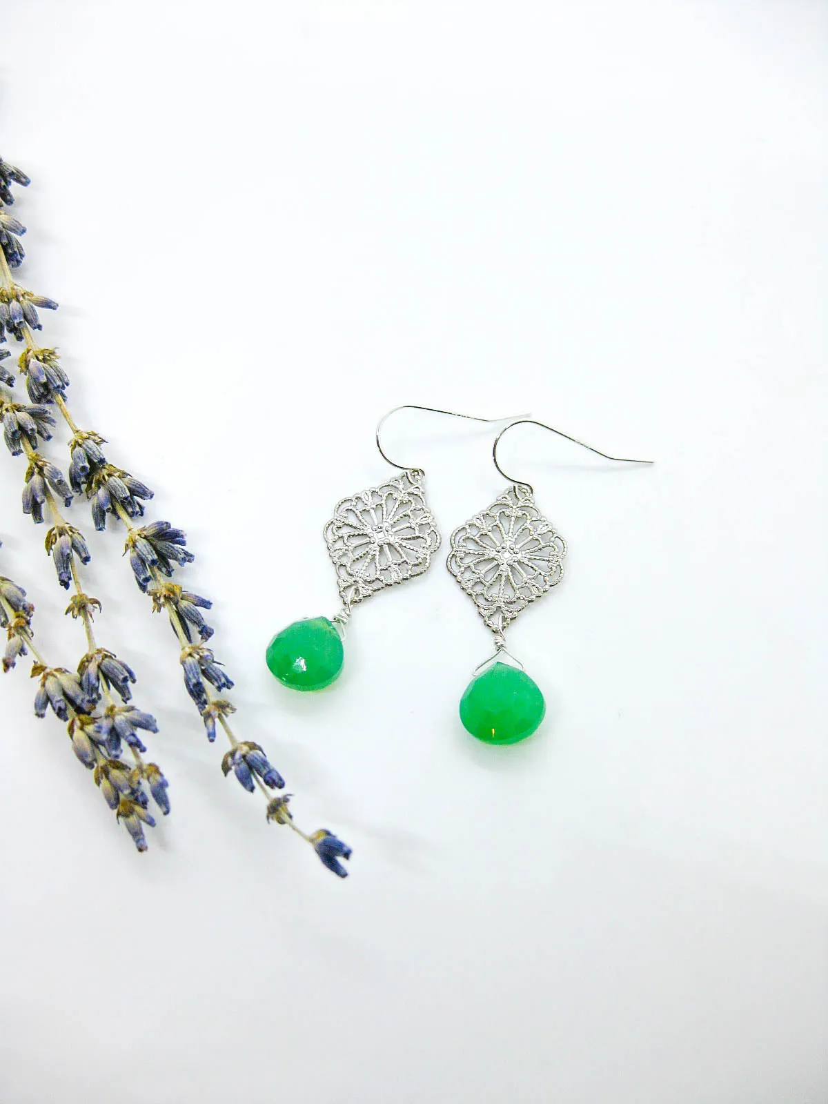 Fern: Chrysoprase Earrings - e683