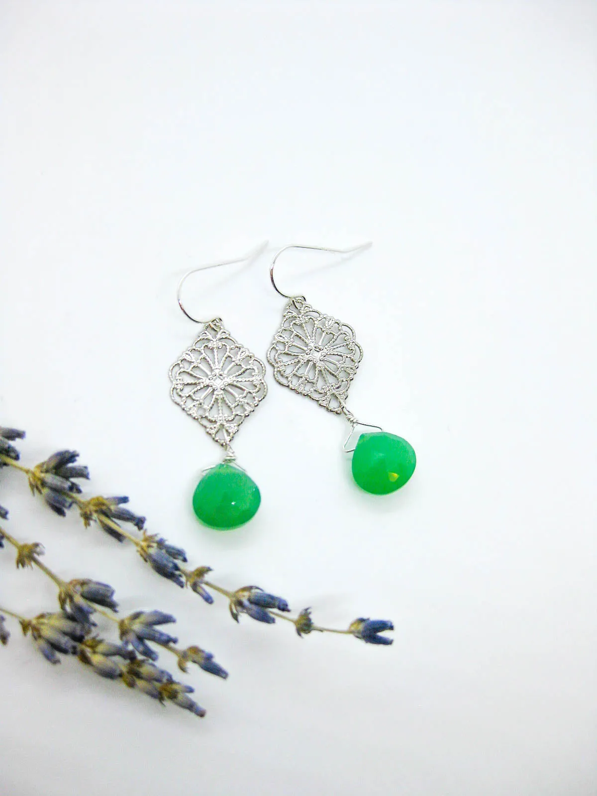 Fern: Chrysoprase Earrings - e683