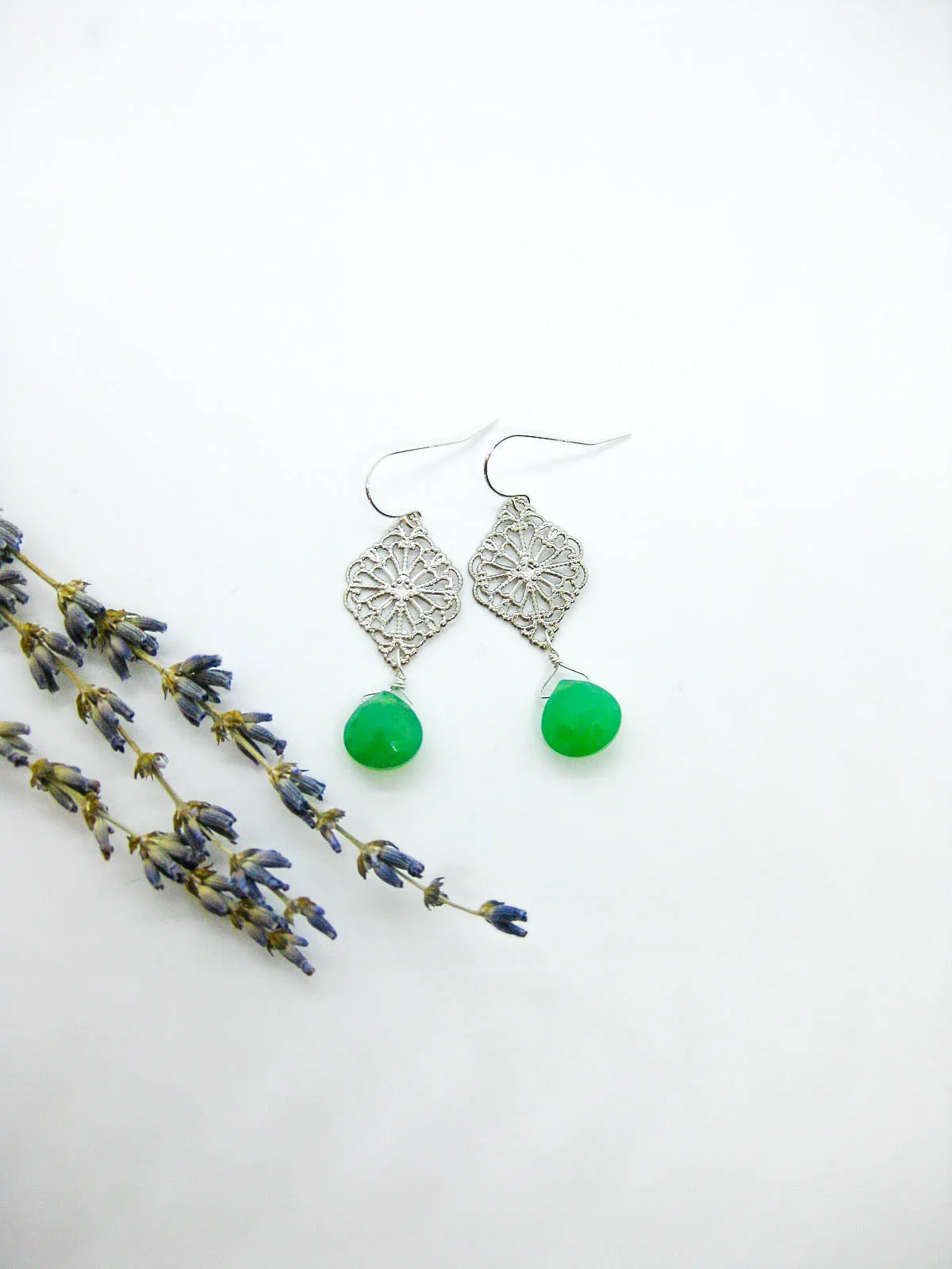 Fern: Chrysoprase Earrings - e683