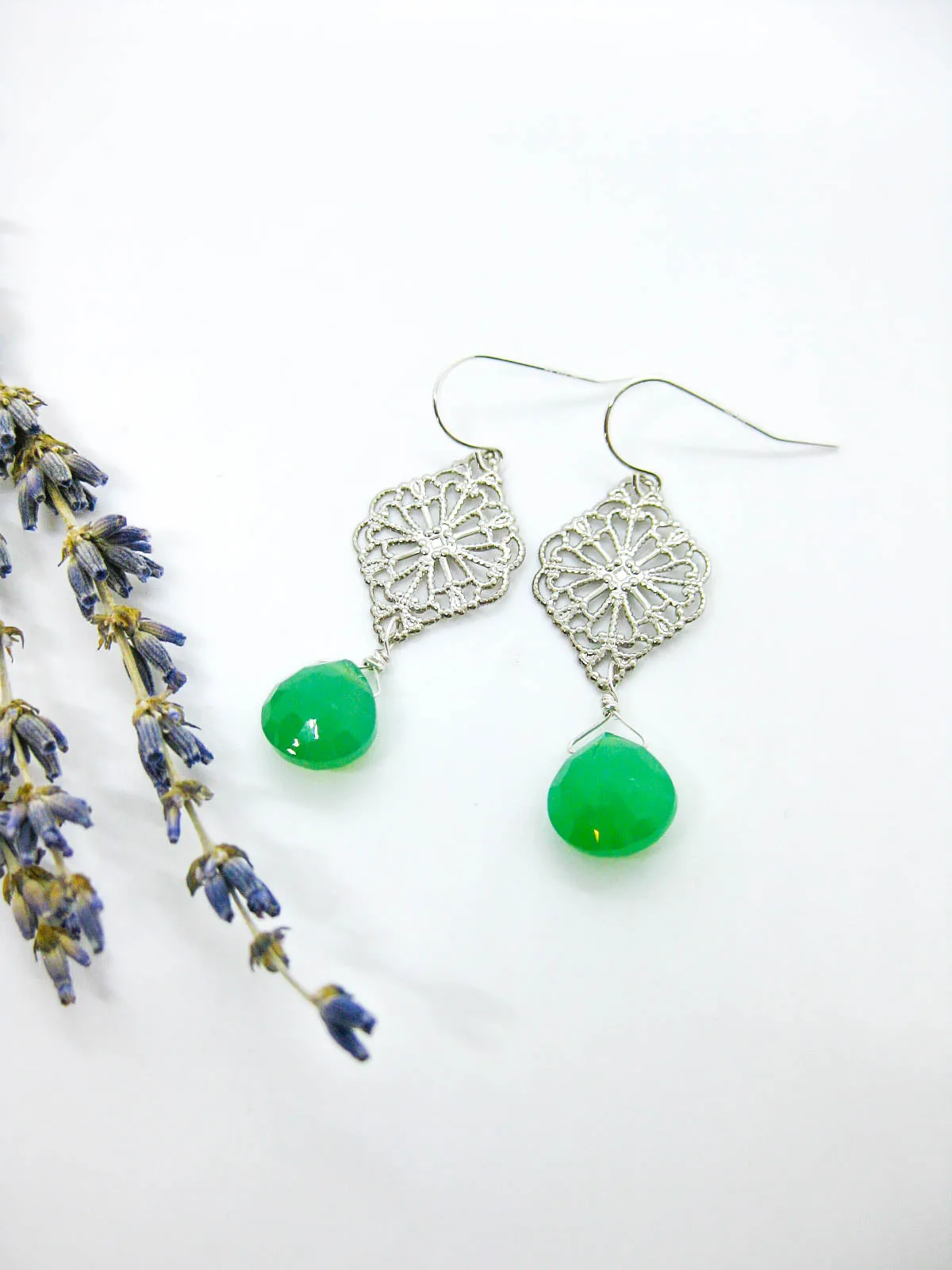 Fern: Chrysoprase Earrings - e683