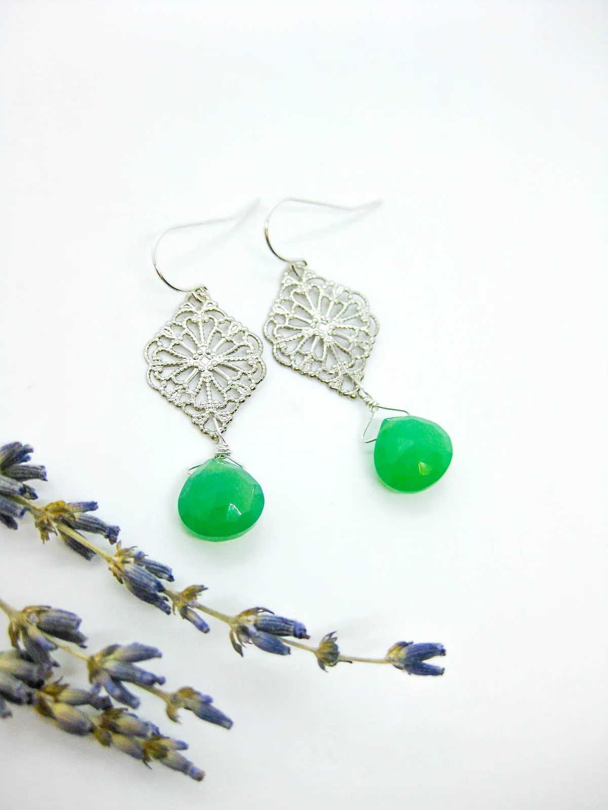 Fern: Chrysoprase Earrings - e683