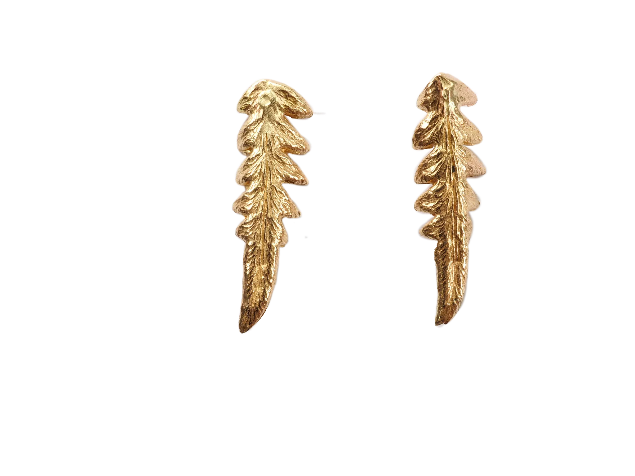 Fern stud earrings gold