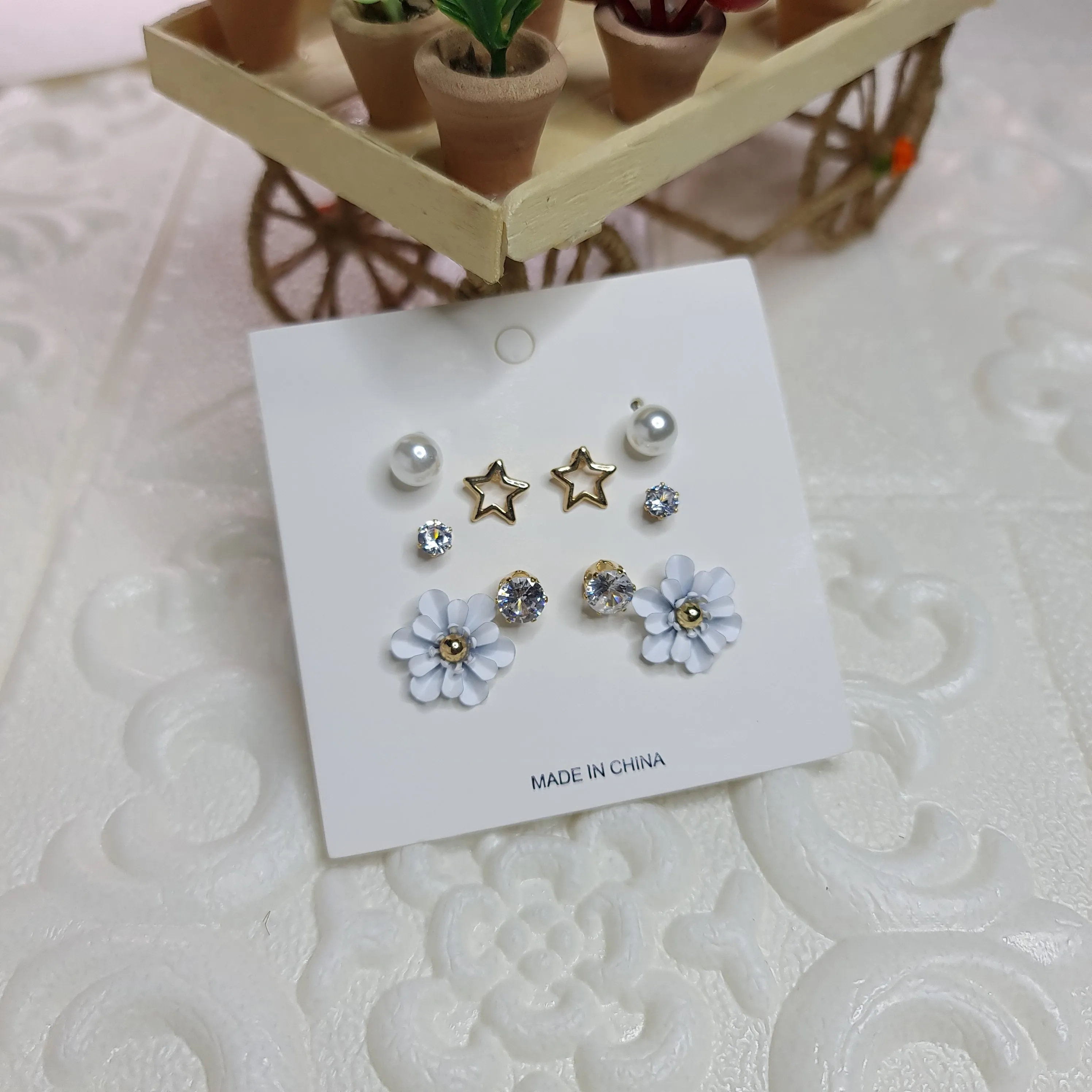 Floral Star Pearl Studs Combo