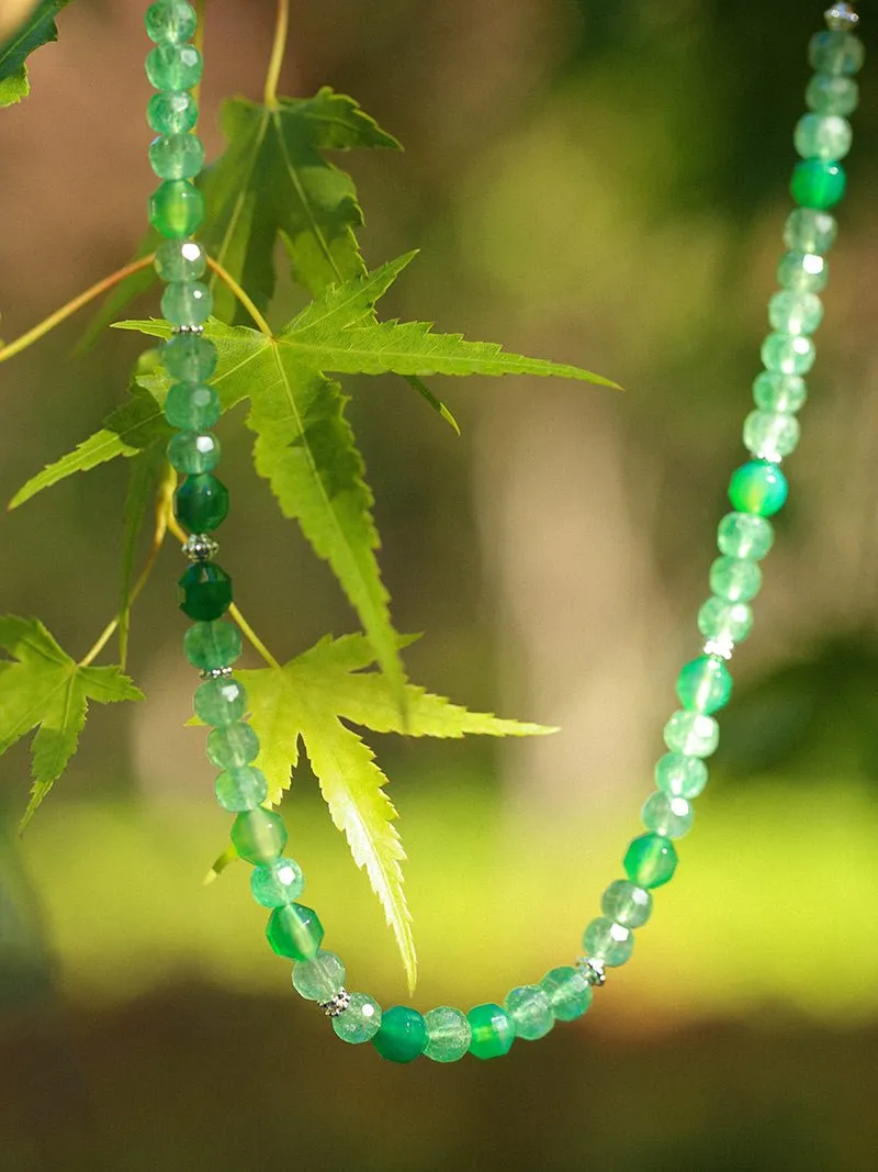 Fresh Green Strawberry Quartz Gemstone Beaded Necklace