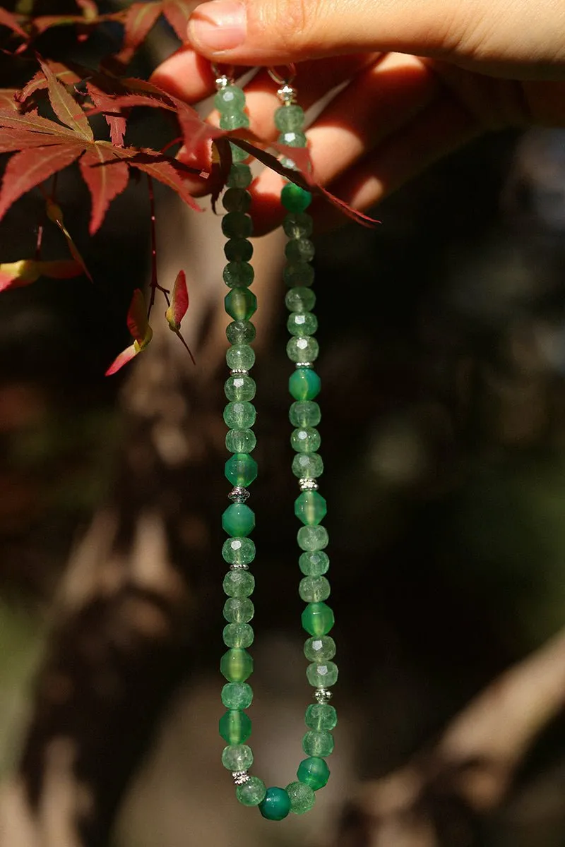 Fresh Green Strawberry Quartz Gemstone Beaded Necklace