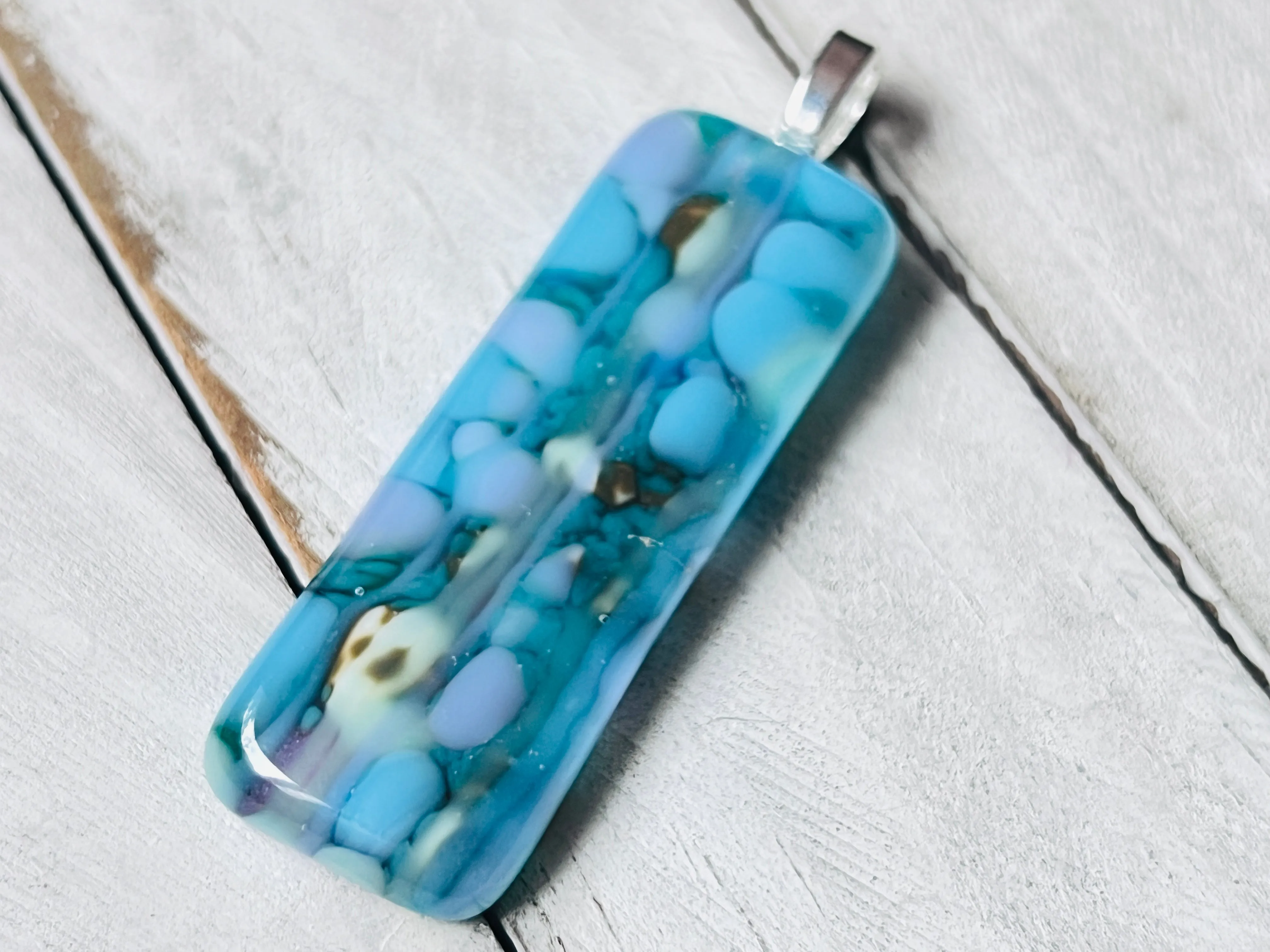 Fused Glass Pendant~Pretty as a Peacock